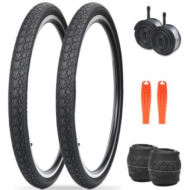 Imagem de ZUKKA Pneu de bicicleta 20 x 1,75/20 x 2,125/24 x 1,75/26 x 1,75/27,5 x 1,75 polegadas para mountain bike Cruiser Bike (2 pneus + 2 tubos + 2 alavancas, 27,5 x 1,75)