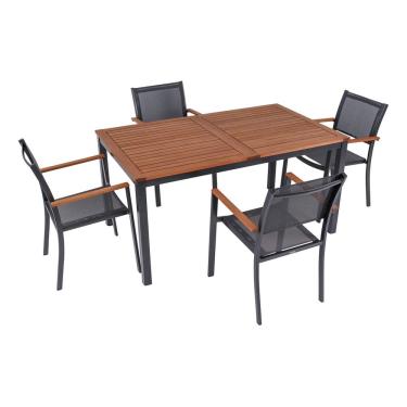 Imagem de Conjunto De Jardim Preto 5 Pecas Mesa E 4 Cadeiras