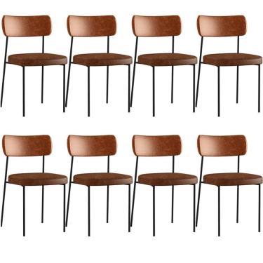 Imagem de Kit 08 Cadeira Para Sala De Jantar Melina L02 Camel Marrom