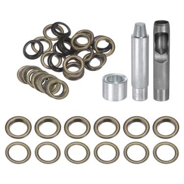 Imagem de HARFINGTON Kit de ferramentas de ilhós, 20 peças, conjunto de ilhós de cobre de 17 mm com furador oco, ferramentas de fixação de ilhós para roupas cinto de tecido de couro, bronze