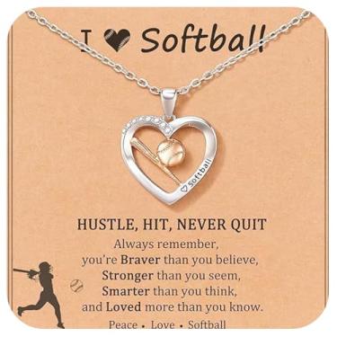 Imagem de Warmhope Colar de softbol requintado feito à mão, joia exclusiva presente para esposa parceira ou mulher adorada comemorando aniversário, presente de lembranças inspiradas em esportes, Universal size