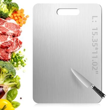 Imagem de Tábua de corte de titânio Tavano, tábuas de corte de titânio 100% puro para cozinha, tábua de corte dupla face disponível para legumes, carne, frutas, fácil de armazenar e limpar (G)