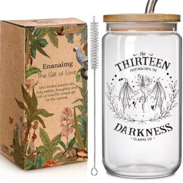 Imagem de Copo de vidro medieval fantasia negra amante de dragões 473 ml com tampa e canudo presente de Natal para colecionador de dragões, copo de vidro asa de Halloween, decoração de festa temática exclusiva