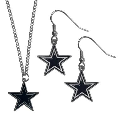Imagem de Conjunto de brincos e corrente NFL Siskiyou Sports Dallas Cowboys feminino tamanho único cor do time