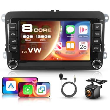 Imagem de [ 8 núcleos 6G 128G] Estéreo para VW Golf Passat B6 B7 assento polo Jetta Caddy Tiguan Touran Skoda 7 polegadas tela sensível ao toque Android rádio sem fio Carplay Android Auto, Driauto Car Stereo