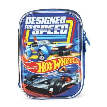 Imagem de Estojo Box Hot Wheels Escolar Azul Luxcel Up4you Menino