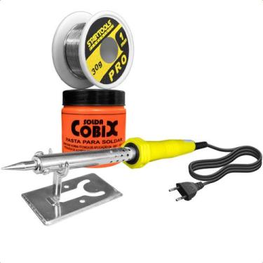 Imagem de Kit Ferro de Solda 60W 127V com Estanho e Pasta para Solda Completo pa