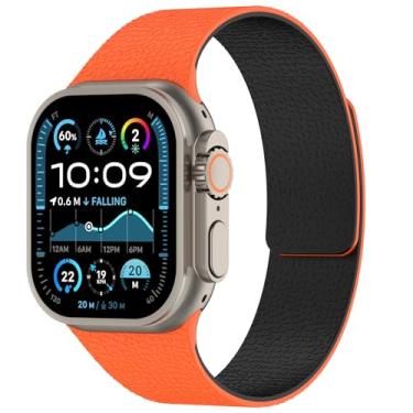 Imagem de LYSMVIVI Pulseira magnética de silicone de lichia compatível com Apple Watch Ultra SE séries 11, 10, 9, 8, 7, 6, 5, 4, 3, 2 e 1 de 49 mm, 46 mm, 46 mm, 45 mm, 44 mm, 42 mm, 41 mm, 40 mm, 38 mm