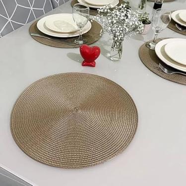 Imagem de Kit 2/4/8 Jogo Redondo Jantar para Mesa Posta, Descanso de Prato Elegante(dourado,2 uni)
