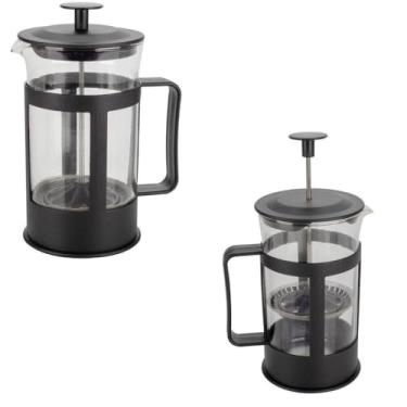 Imagem de Cafeteira Prensa Francesa, Kit com 2 Unidades, Vidro Borossilicato e Plástico, 300ml, Manual, Prepara Café e Chá, Estilo Moderno, Transparente