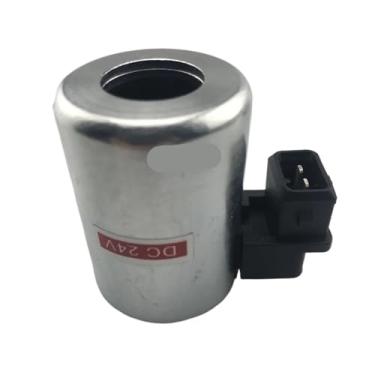Imagem de FLKPIEGRH Bobina de válvula solenoide bobina Sany diâmetro interno 19 mm altura 50 mm 24 V dois plugues (prata)