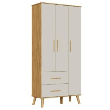 Imagem de PEROBA - Guarda Roupa Infantil Peroba Sky 3 Portas Off White/Amêndoa