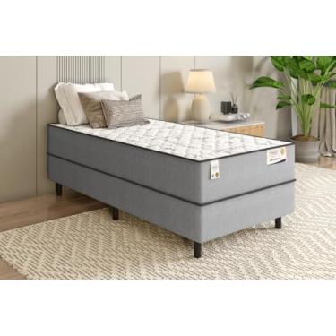 Imagem de Cama Conjugada Solteiro Plumatex - Colchão e Base Integrados D26 Macio | One Side, Antiácaros | Suporte 100 kg | 188x88x54cm