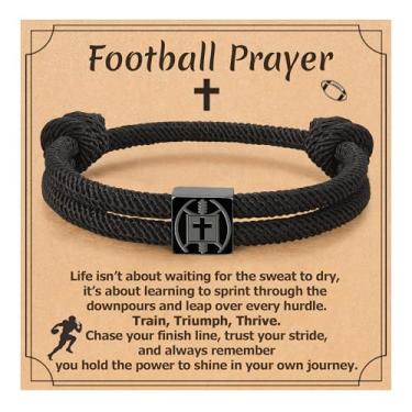 Imagem de ESPVO Pulseira de beisebol/basquete/futebol/futebol/hóquei para adolescentes, meninos, homens, pulseiras cruzadas, presentes para jogadores, amantes do time, filho, neto, irmão, sobrinho, amigo