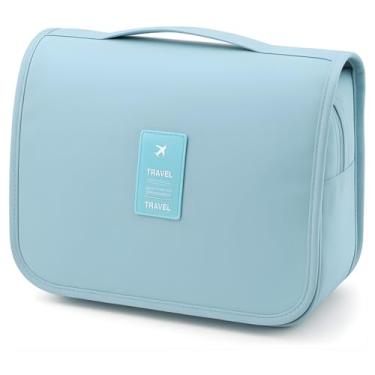 Imagem de Bolsa Necessaire Maquiagem Cosméticos Viagem Com Divisória e Cabide para Pendurar Organizador de Maquiagem Shampoo Perfumes Higiene Pessoal (Verde)