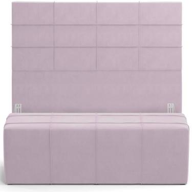 Imagem de Kit Cabeceira Cama Box King 195cm Com Calçadeira Roma W01 Suede Rosê - Lyam