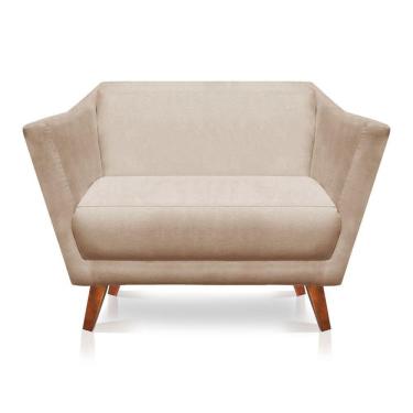 Imagem de Namoradeira Lorena Suede Pés Castanho Bege