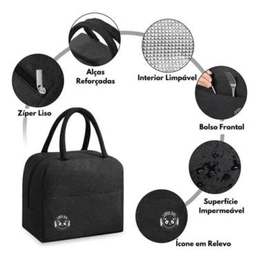 Imagem de Bolsa Térmica Lancheira Alimentos e Frutas, Preta