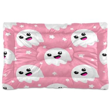 Imagem de SEHANY Cama de cachorro fantasma Halloween Boo Cama de gato com fundo antiderrapante, cama de canil, colchão macio para animais de estimação, lavável para cães pequenos, médios e grandes, gatos, 61 x