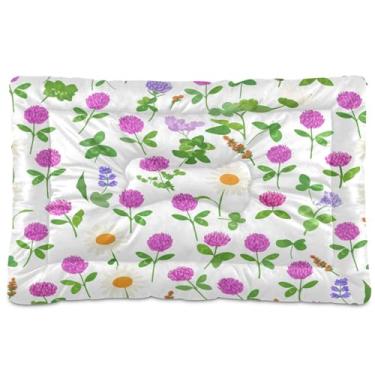 Imagem de SEHANY Cama de flores coloridas para cães e gatos com fundo antiderrapante, cama de canil, colchão macio para animais de estimação, lavável para cães pequenos, médios e grandes, gatos, 61 x 45 cm