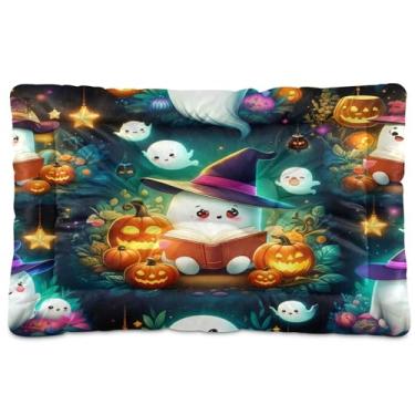 Imagem de SEHANY Cama de cachorro fantasma Halloween Boo Cama de gato com fundo antiderrapante, cama de canil, colchão macio para animais de estimação, lavável para cães pequenos, médios e grandes, gatos, 91 x