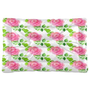 Imagem de SEHANY Cama de flores coloridas para cães e gatos com fundo antiderrapante, cama de canil, colchão macio para animais de estimação, lavável para cães pequenos, médios e grandes, gatos, 91 x 61 cm
