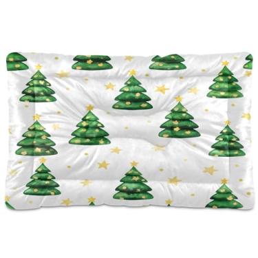 Imagem de SEHANY Cama de árvore de Natal em aquarela para cães e gatos com fundo antiderrapante, caixa de canil, colchão macio para animais de estimação, lavável para cães pequenos, médios e grandes, gatos, 91