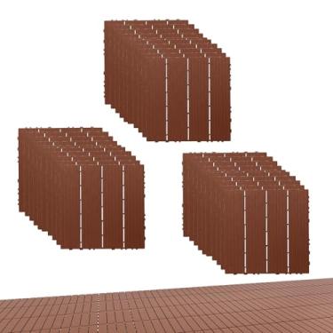 Imagem de Telhas de plástico para pátio entrelaçadas, placas de terraço ao ar livre 30 x 30 cm azulejos de clique à prova de intempéries pátio para piscina varanda quintal varanda varanda café B 30 peças