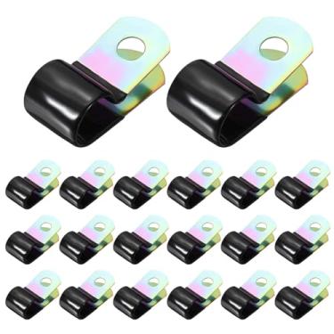 Imagem de HARFINGTON 20 braçadeiras revestidas de vinil 12 mm (1/2 polegada) de vinil mergulhado grampo de alça para instalação doméstica industrial automotiva fio de tubulação
