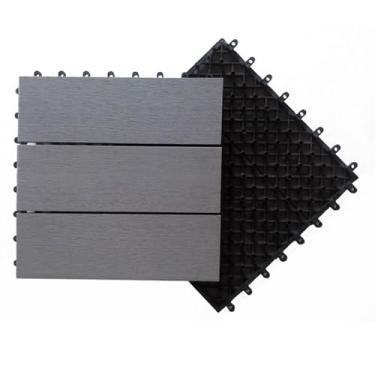 Imagem de Azulejos de deck interligados 30 x 30 cm, piso externo azulejos de madeira de acácia, piso de pátio à prova d'água para varanda quintal, uso interno e externo C 22 peças