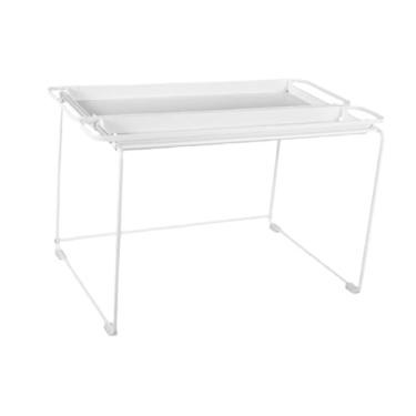 Imagem de Bothyi Organizador de prateleiras para armários, suporte para forno de micro-ondas, potes de temperos, prateleira multiuso, para, Branco