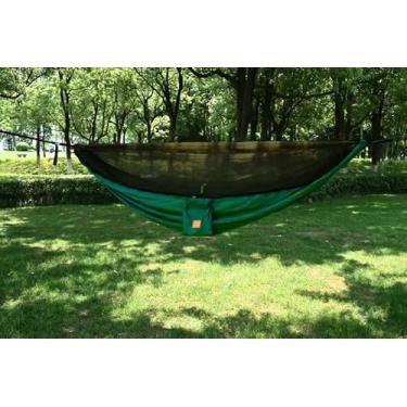 Imagem de Rede de acampamento, redes portáteis ao ar livre com rede mosquiteira, redes leves de nylon para paraquedas, equipamentos de acampamento essenciais para viagens, caminhadas, mochilão na praia (Lake