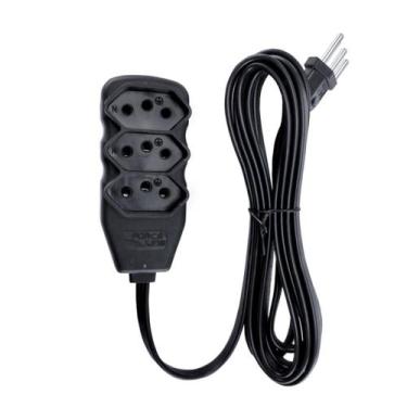 Imagem de Extensão Slim 1m 3 Tomadas 10A Tripolar Forceline