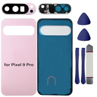Imagem de Para Pixel 9 Pro Vidro traseiro compatível com Google Pixel 9 Pro 5G Capa traseira de vidro parte de substituição de porta com lente de câmera, fitas e ferramentas pré-instaladas (não é compatível com