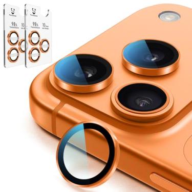 Imagem de PandaShield Pacote com 2 protetores de lente antirreflexo para iPhone 17/16/15 Pro e Pro Max, fácil instalação, antiarranhões, dureza 9H, 98% de ultra clareza, mantém o design original da lente