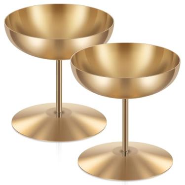Imagem de ZFLYCANP 2 tigelas de sorvete de aço inoxidável, copos de sobremesa tigela de sudae elegante com pés para pudim de sundae, parfait, salada, coquetel e festa, para festa de lanche de frutas sundae