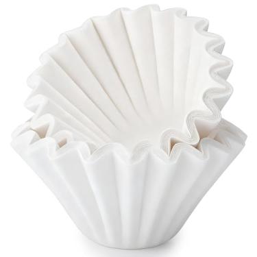 Imagem de Segarty Filtros de café descartáveis de 1 a 4 xícaras, 50 filtros feitos em papel branco de 18,3 cm, revestimentos ideais para cafeteiras domésticas comerciais e gotejadoras para a maioria das