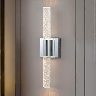 Imagem de GZZBMY LED apliques de parede espelho casas de banho candeeiros de parede modernos nórdico metal acrílico interior iluminação de parede para escadas sala de estar quarto cabeceira (luz quente prateada