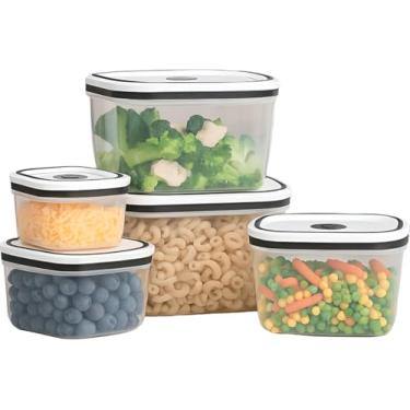 Imagem de Kit 5 Potes Herméticos Premium, Plástico Quadrado Livre de BPA, Conjunto com Tampa Vedada para Alimentos, Próprio para Freezer e Microondas