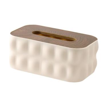 Imagem de DimyFew Porta-lenços de papel decorativo, organizador retangular de luxo para cômoda, casa, mesa de cabeceira e carro, Branco