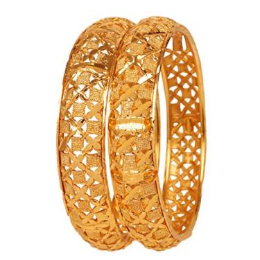 Imagem de Touchstone "Coleção Golden Bangle tradicional fina Jali Wire Mesh Work Thick Indian Bollywood Designer Jewelry Metal Kada Braceletes. Conjunto de 5 cm Tom dourado antigo para mulheres