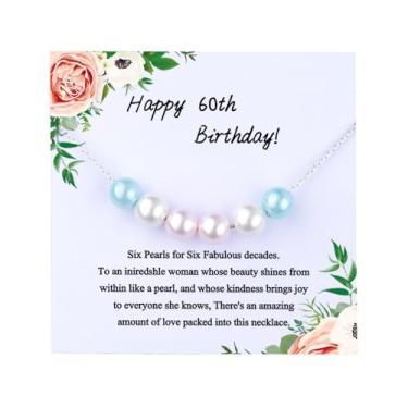 Imagem de Colar de pérolas 7, 18, 60, presentes de aniversário para filha, neta, amiga, presente de aniversário para mãe, avó, decorações de aniversário, Small, Resina, Sem Pedra Preciosa