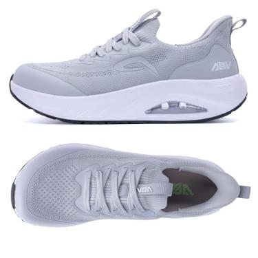 Imagem de EFOBIH Tênis de corrida masculino ortopédico com bico largo, sem cadarço, suporte de arco, ortopédico, para alívio da fascite plantar, 38-44, Cinza, 12 Wide