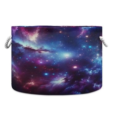 Imagem de WELLDAY Cesta de corda de algodão Galaxies Cesta de lavanderia de bebê para sala de estar, lavanderia, berçário, travesseiros, decoração de casa