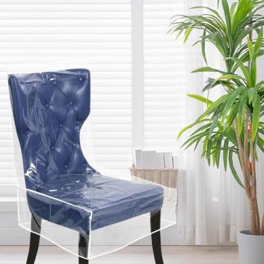 Imagem de 6 capas de plástico para cadeiras de jantar, à prova d'água, transparente, protetor de assento para banco, sala de jantar, cafeteria
