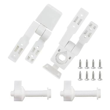 Imagem de Wealrit 1 conjunto de dobradiças de assento de vaso sanitário de substituição de dobradiças de assento de vaso sanitário parafusos e parafusos resistentes para reparo de tampas de assentos de vaso