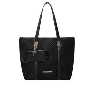 Imagem de Bolsa Feminina Rafitthy Tiracolo Trançada Grande Preta-Feminino