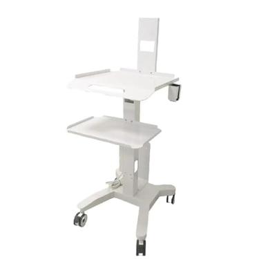 Imagem de Carrinho de trabalho para laptop médico com rodas, carrinho de laboratório com rodinhas de altura ajustável com suporte de scanner – mesa de computador móvel resistente para clínicas odontológicas