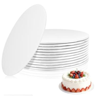 Imagem de 12 tábuas de bolo, 25 cm, redondo, 0,6 cm de espessura, tambor de bolo, ouro branco, prata, círculos de papelão, base resistente para bolos de grau alimentício, para pastel para bolos de aniversário
