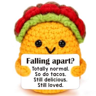 Imagem de Mini presente de incentivo para mulheres, homens, colega de trabalho, mesa de escritório, suporte emocional, apoio emocional, feito à mão, positivo, crochê, taco, para amigos, autocuidado, saúde